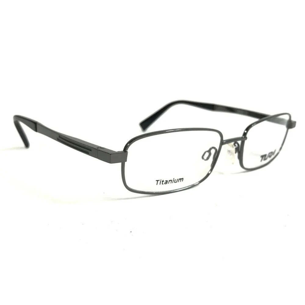 Tura Eyeglasses Frames T124 GUN Gunmetal Rectangle Wire Rim Titanium 53-18-145